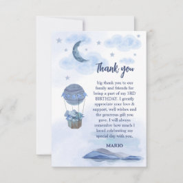 Blåelefantballong, söt födelsedagspenna tack kort