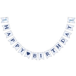 Blåelefantbuntning i grattis på födelsedagen flagg vimplar