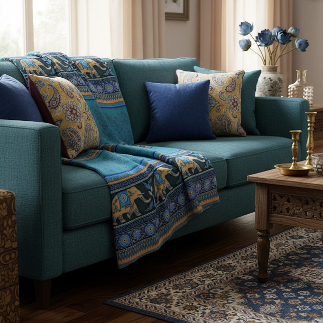 Blåelefanter Fleecefilt (Skapare uppladdad)