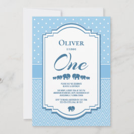 Blåelefanter för första födelsedag inbjudningar