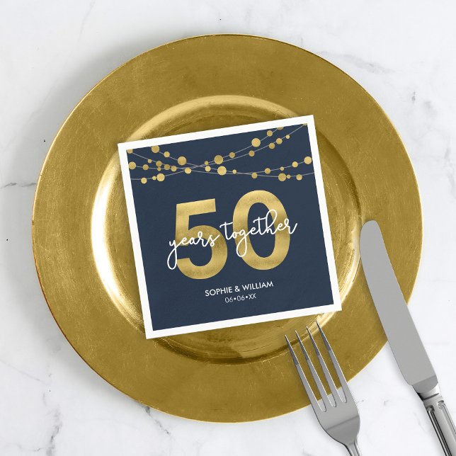 BlåElegant Ljus 50:e Bröllop-årsdagen Party Pappersservett (Skapare uppladdad)