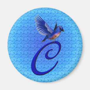 Blåfågel Elegant Monogram Initial C Magnet