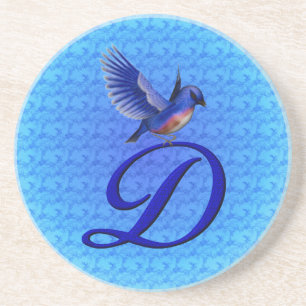 Blåfågel Elegant Monogram Initial D Underlägg Sandsten