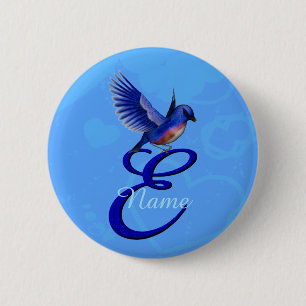 Blåfågel Elegant Monogram Initial E Personlig Knapp