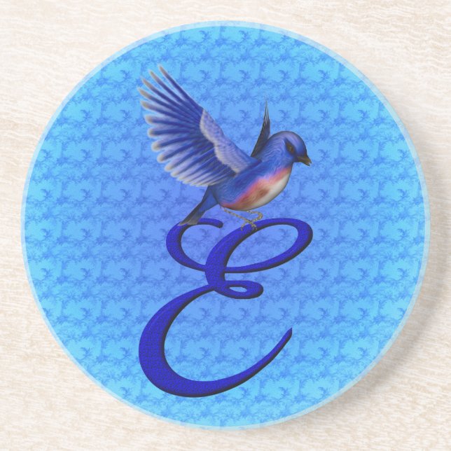 Blåfågel Elegant Monogram Initial E Underlägg (Framsidan)