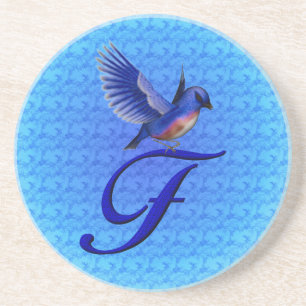 Blåfågel Elegant Monogram Initial F Underlägg Sandsten