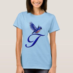 Blåfågel Elegant Monogram Initial T Tee Shirt