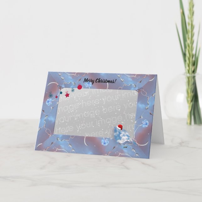 Blåfågel i julklapp helgkort (Framsida)