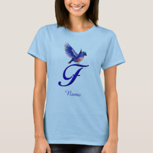 Blåfågel Monogram Första F Elegant Personlig T Shirt