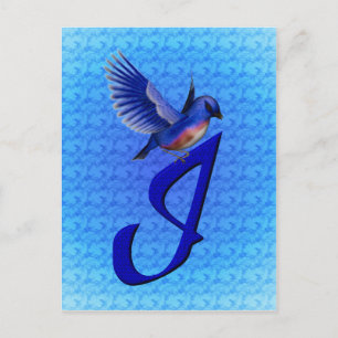 Blåfågel Monogram Första I Elegant Vykort