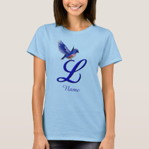 Blåfågel Monogram Första L Elegant Personlig T Shirt