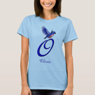 Blåfågel Monogram Första O Elegant Personlig T Shirt