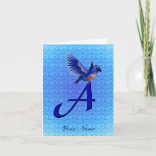 Blåfågel Monogram Initial A Personlig Anteckningskort