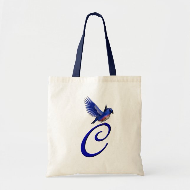 Blåfågel Monogram Initial C Elegant Tygkasse (Framsidan)