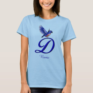 Blåfågel Monogram Initial D Elegant Personlig T Shirt