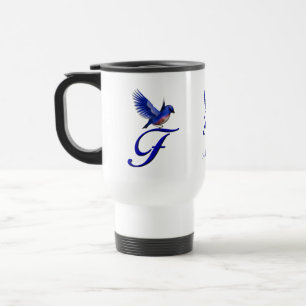 Blåfågel Monogram Initial F Elegant Personlig Resemugg