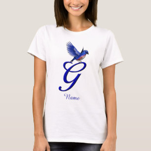 Blåfågel Monogram Initial G Elegant Personlig T Shirt