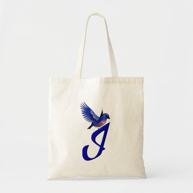 Blåfågel Monogram Initial I Elegant Tygkasse (Framsidan)
