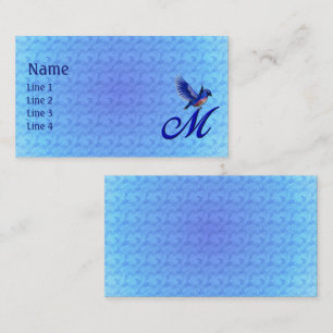 Blåfågel Monogram Initial M Elegant Visitkort