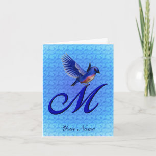 Blåfågel Monogram Initial M Personlig Anteckningskort