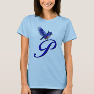 Blåfågel Monogram Initial P Elegant Tee Shirt