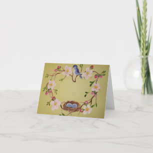 Blåfågel- och äppelBlommar Kort