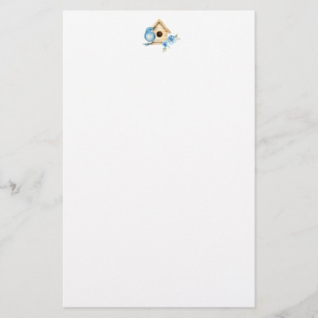 Blåfågel och fågelholk brevpapper (Framsida)