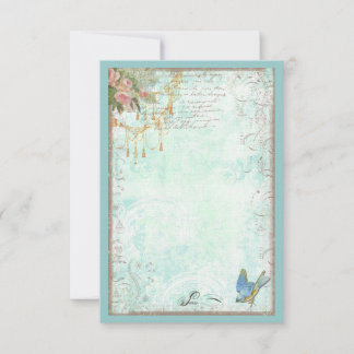 Blåfågel och Rosa ros OSA eller Bord-kort Kort