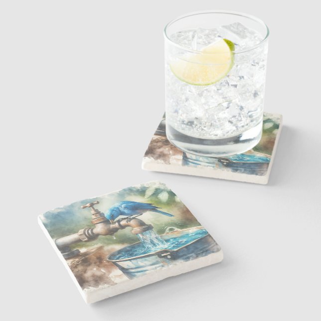 Blåfågel på en gammal kran stenunderlägg (Sidan)