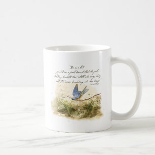 Blåfågel på Gren Victor Hugo Inspirational Dikt Kaffemugg