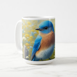 Blåfågel Perched on Wooden Fence Kaffemugg