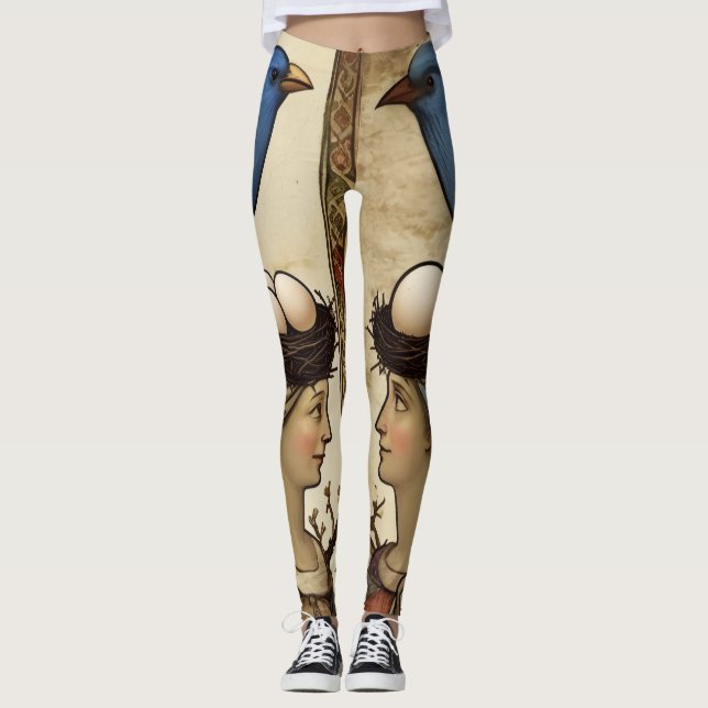 Blåfågel Renässans Lycka Unikt Charmerande Leggings (Framsida)