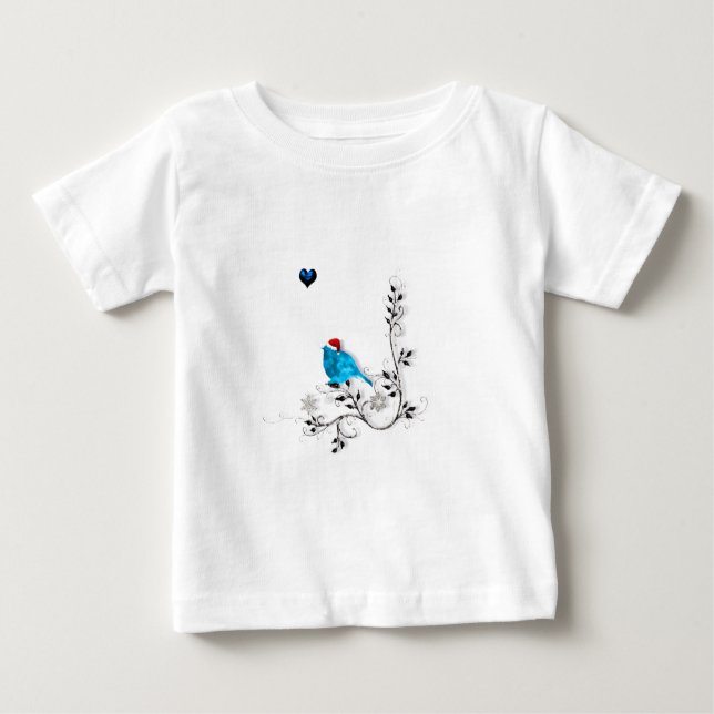 Blåfågel vid jul t shirt (Framsida)