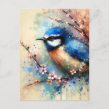 Blåfågel, vykort för postkorsning