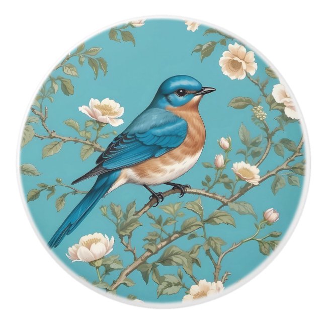 Blåfågel William Morris Inspirerad Turkos Knopp (Framsidan)