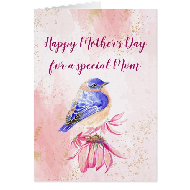 Blåfågelart lycklig Mors dag Mamma Mor Hälsningskort (Framsidan)