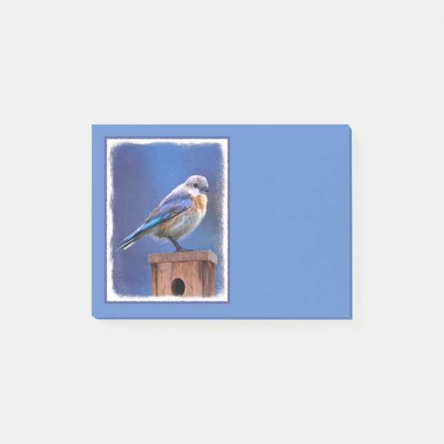 Blåfågelfärg (hondjur) - Originalbild av fåglar Post-it Block (Framsida)
