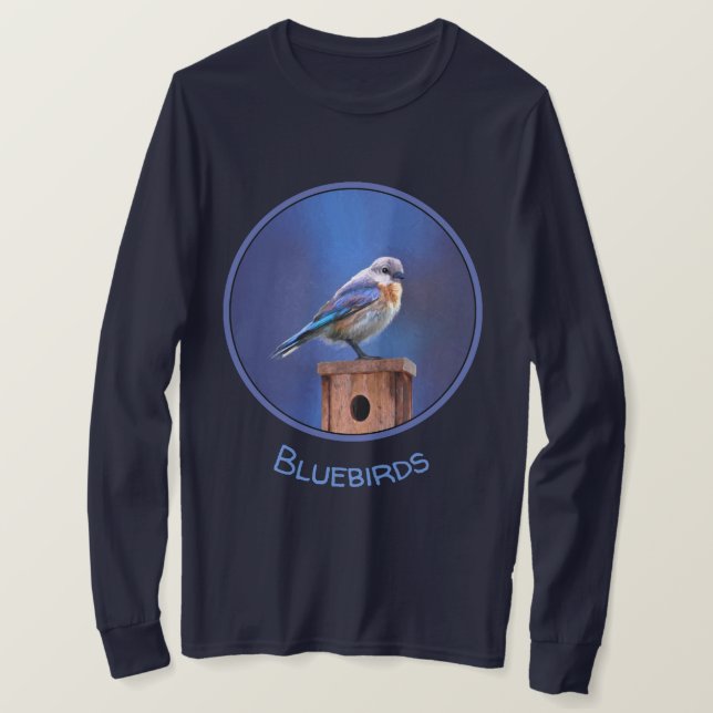 Blåfågelfärg (hondjur) - Originalbild av fåglar T Shirt (Design framsida)