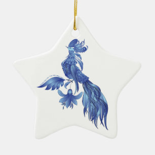 Blåfågelfoenix Julgransprydnad Keramik