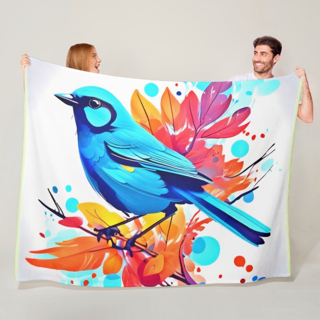 Blåfågelkonst Fleecefilt (På plats)