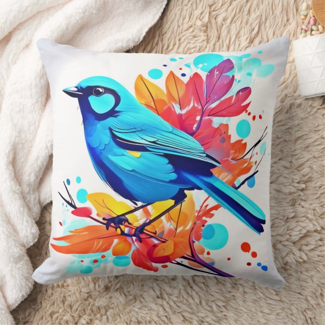 Blåfågelkonst Kudde (Filt)