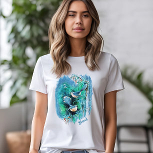 Blåfågelmålning med text t shirt