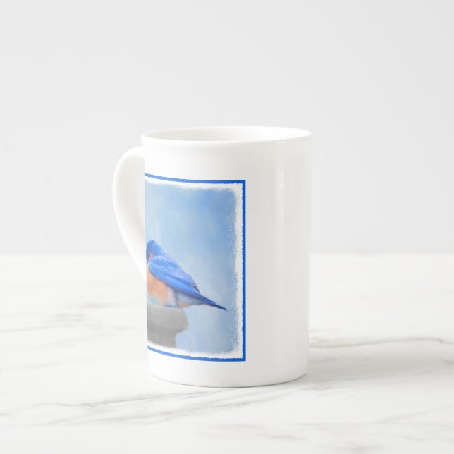 Blåfågelmålning - originalbild av fåglar benporslin mugg (Framsida vänster)