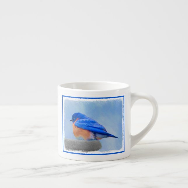 Blåfågelmålning - originalbild av fåglar espressomugg (Höger)