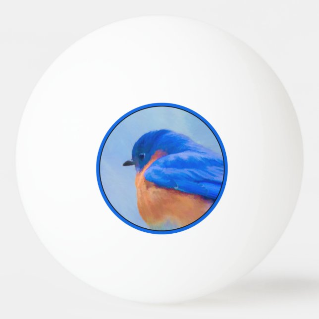 Blåfågelmålning - originalbild av fåglar pingisboll (Framsidan)