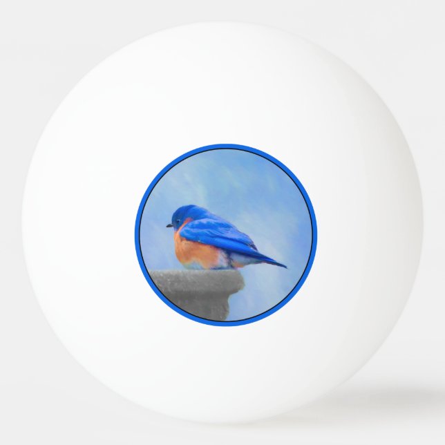 Blåfågelmålning - originalbild av fåglar pingisboll (Framsidan)