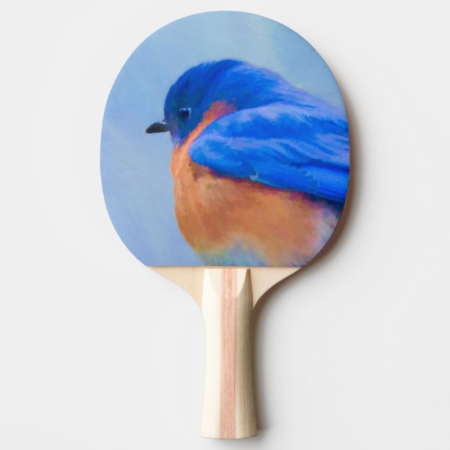 Blåfågelmålning - originalbild av fåglar pingisracket (Framsidan)