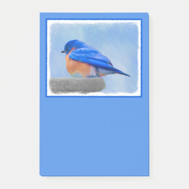 Blåfågelmålning - originalbild av fåglar post-it block (Framsida)