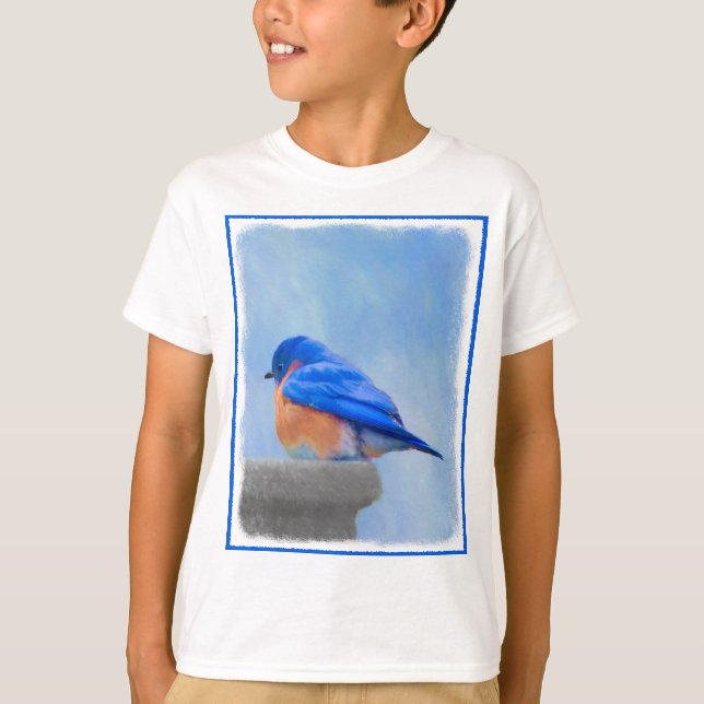 Blåfågelmålning - originalbild av fåglar t shirt (Framsida)