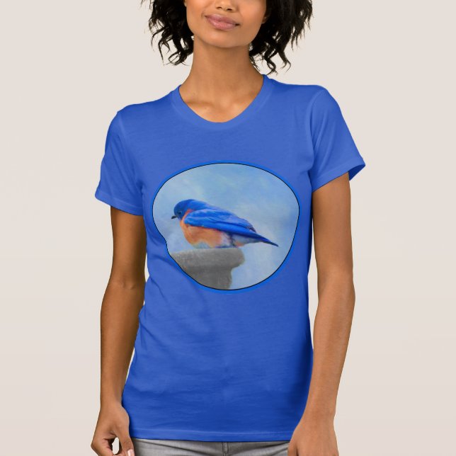Blåfågelmålning - originalbild av fåglar t shirt (Framsida)